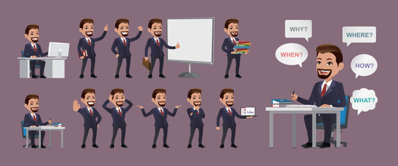 Business people set different gestures