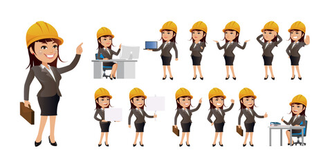 Engineers with different poses. vector