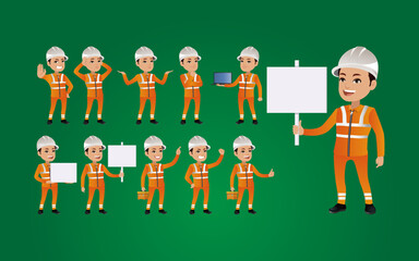 Workers with different poses. vector