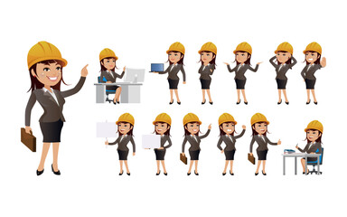 Fototapeta premium Engineers with different poses. vector