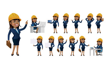 Engineers with different poses. vector