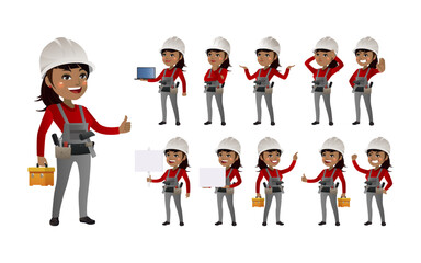 Workers with different poses. vector