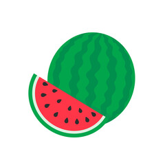 Watermelon vector. red fruit cut into pieces with seeds inside Refreshing food in the summer