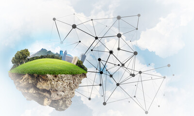 Concept of modern networking technologies and eco green construction