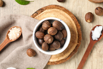 Concept of skin care cosmetics, Shea butter, top view