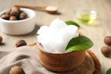 Concept of skin care cosmetics, Shea butter, close up