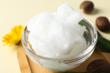Concept of skin care cosmetics, Shea butter, close up
