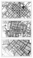 Mendoza, Mar del Plata and La Plata Argentina City Map Set in Black and White Color.