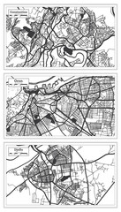 Fototapeta na wymiar Djelfa, Oran and Constantine Algeria City Map Set.