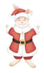 Christmas rabbit - Santa Claus. Isolated illustration.