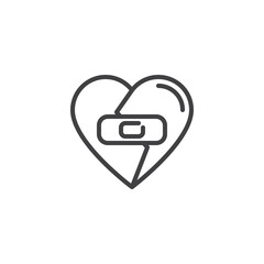 Broken heart patch line icon