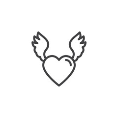 Flying heart line icon