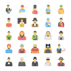 Professions Avatar Flat Vector Icons Set


