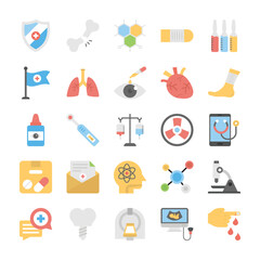 Fototapeta na wymiar Medical and Health Colored Icons Set