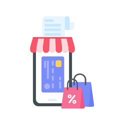 Businessman holding a mobile to pay online via credit card online shopping concept