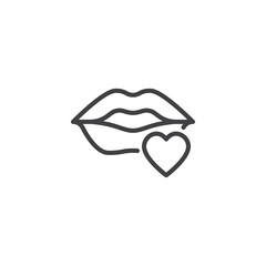 Lips and heart line icon