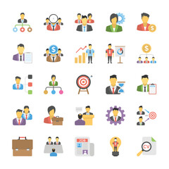 Human Resources Flat Icons Set

