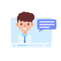 vector businessman on computer screen online meeting concept