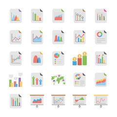 Reports and Diagrams Flat Icons 

