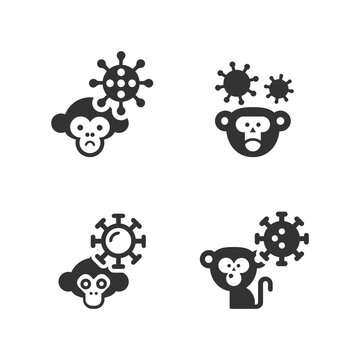 Cartoon Monkey pox glyph vector icon
