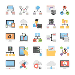 Communication and Networking Flat Vector Icons 


