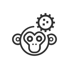 Monkey pox cartoon line icon.