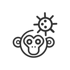 Monkey pox cartoon line icon.