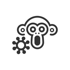 Monkey pox cartoon line icon.