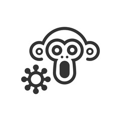 Monkey pox cartoon line icon.