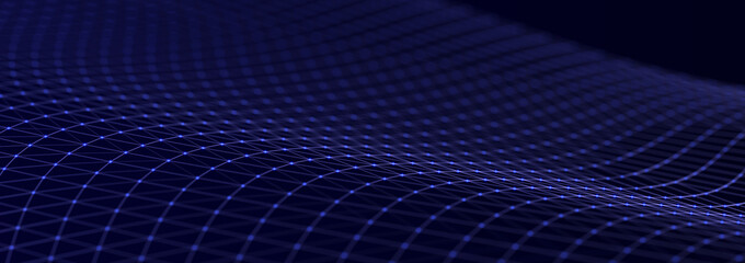 Naklejka premium Sci-fi background. Digital wave with many particles. Big data visualization. Template for festive presentation. 3d
