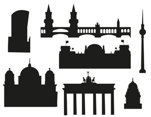 Berlin famous landmark silhouette 7 set