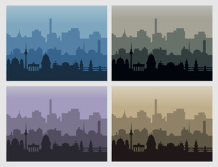 Berlin famous landmark city silhouette 