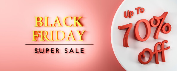 Black Friday super sale 3D Up To 70% off 3d text. High quality large size ideal for price tag or swing ticket.