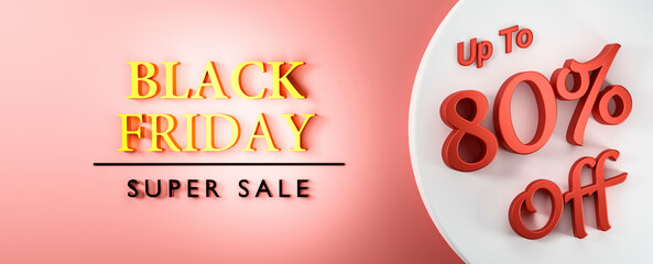 Black Friday super sale 3D Up To 80% off 3d text. High quality large size ideal for price tag or swing ticket.