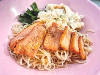 Egg noodles and wonton Chinese food