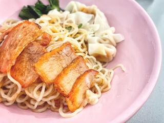 Egg noodles and wonton Chinese food