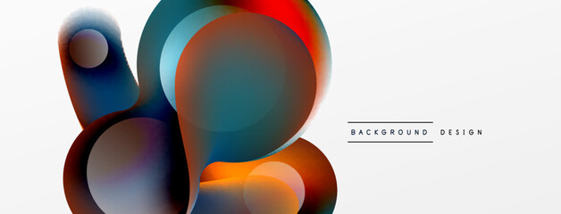 Fluid abstract background, round shapes and circle flowing design for wallpaper, banner, background or landing