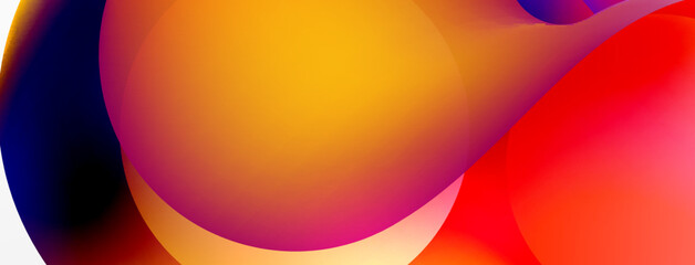 Fluid abstract background. Liquid color gradients composition. Round shapes and circle flowing design for wallpaper, banner, background or landing