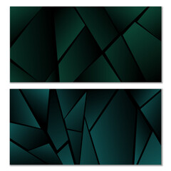 Abstract polygonal pattern. Set of two dark gradient polygonal backgrounds. Background design, cover, postcard, banner, wallpaper