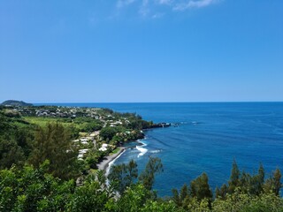 Fototapeta na wymiar Panorama sur la plage de Grand Anse