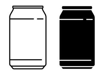 Linear icon, aluminum can for soft drinks. Storing cocktails and soda in jar. Simple black and white vector isolated on white background