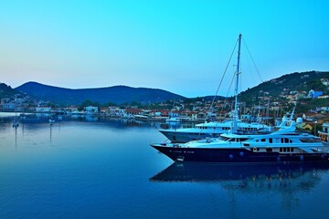 Greece, the island of Ithaki - view of the town Vathi before sunrise