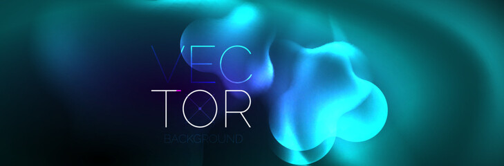Glowing neon lights abstract shapes composition. Magic energy concept. Template for wallpaper, banner, background or landing