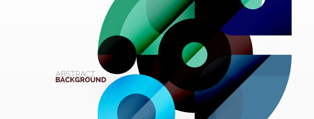 Colorful round shapes, circles and triangles background. Minimal geometric template for wallpaper, banner, presentation