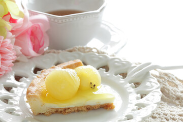 Piece of Kiwi fruit  and tart for dessert image 