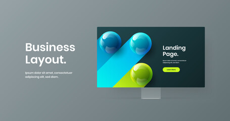 Bright website screen vector design layout. Vivid display mockup site concept.