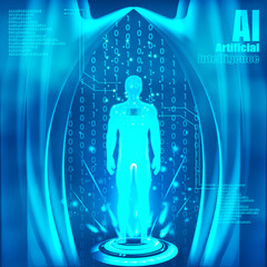 Artificial Intelligence digital technology concept. Blueprint digital technology. Data and engineering concept