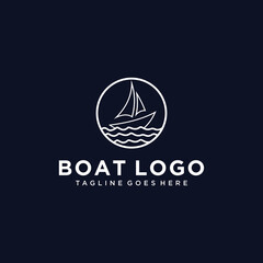 Boat Logo Mono Line Design