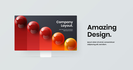 Creative computer monitor mockup web banner layout. Colorful website design vector concept.