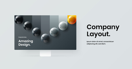 Abstract monitor mockup landing page template. Unique site screen vector design illustration.